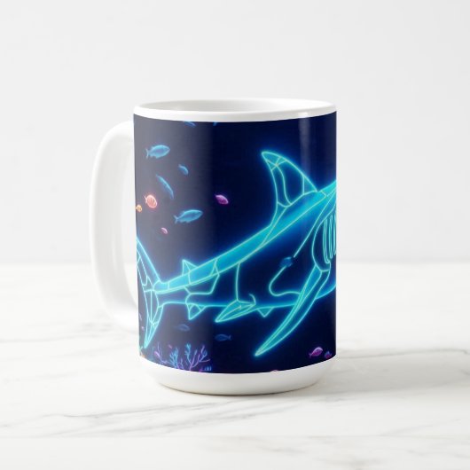 Farbiger Neonhai Kaffeetasse (Vorderseite Links)