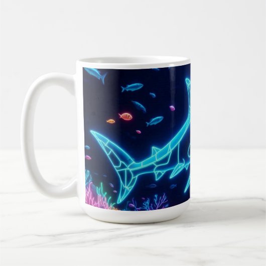 Farbiger Neonhai Kaffeetasse (Links)