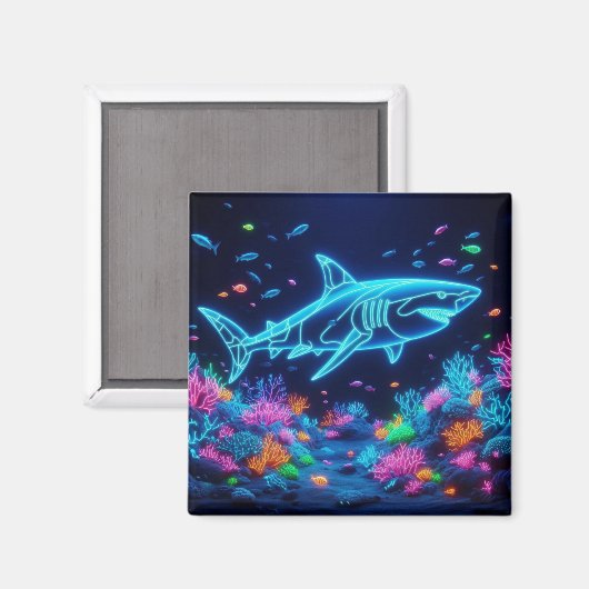 Farbiger Neonhai Magnet (Vorderseite/Rückseite)