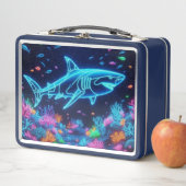 Farbiger Neonhai Metall Brotdose (Beispiel)