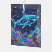 Farbiger Neonhai Ornament Aus Glas (Vorderseite links)