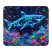 Farbiger Neonhai Schneidebrett (Vorderseite)