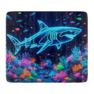 Farbiger Neonhai Schneidebrett