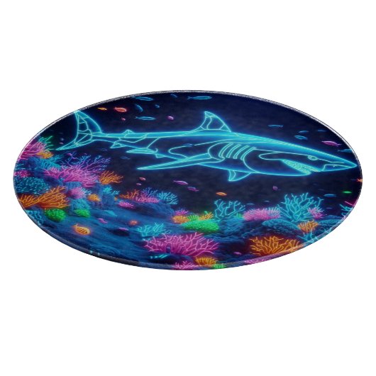 Farbiger Neonhai Schneidebrett (Ecke)