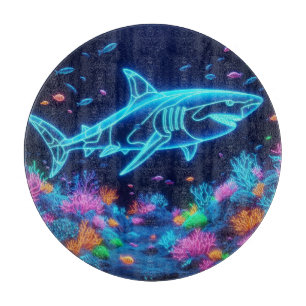 Farbiger Neonhai Schneidebrett