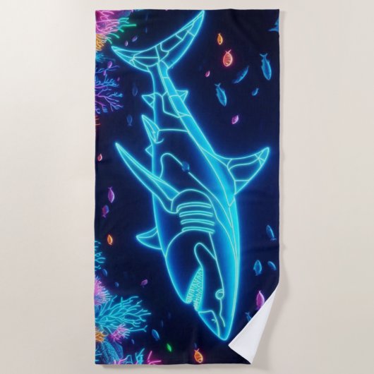 Farbiger Neonhai Strandtuch (Vorderseite)