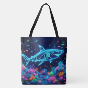 Farbiger Neonhai Tasche