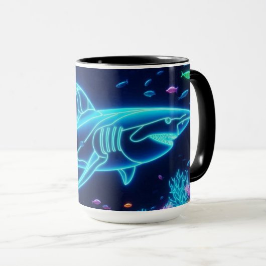 Farbiger Neonhai Tasse (VorderseiteRechts)