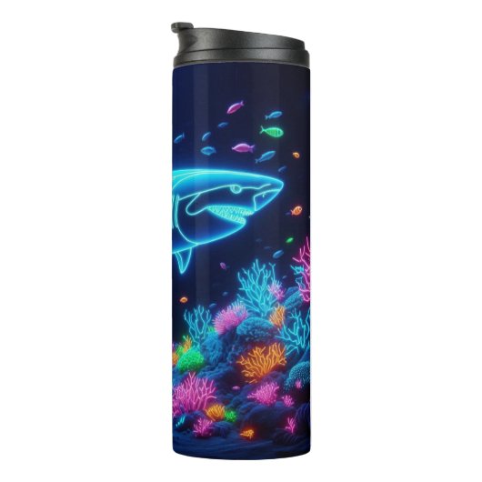 Farbiger Neonhai Thermosbecher (Nach rechts gedreht)