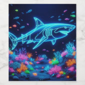 Farbiger Neonhai Weinetikett (Einzelnes Label)