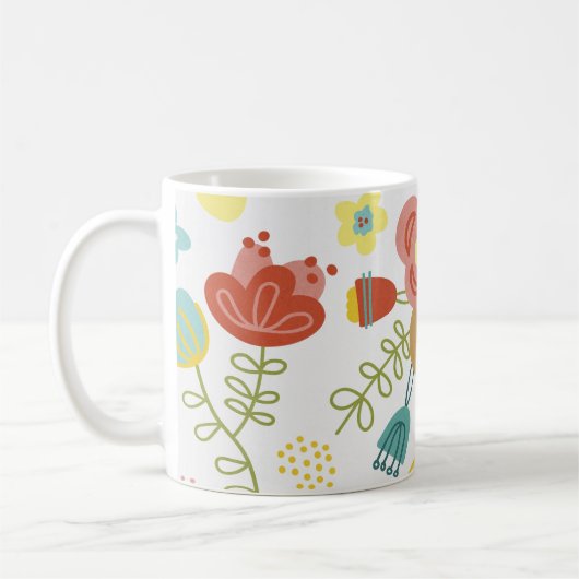 Farbiger Niedlicher Blumenmuster Lichthintergrund Kaffeetasse (Links)
