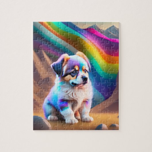 Farbiger Niedlicher Hund Puzzle (Vertikal)