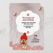 Farbiger Niedlicher Illustrierter Hund zum Geburts Einladung (Vorne/Hinten)