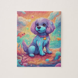 Farbiger Niedlicher Kleiner Wasserfarbhund Puzzle