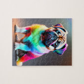 Farbiger Niedlicher Mops mit Regenbogenfarben, Mop Puzzle (Horizontal)