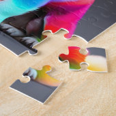 Farbiger Niedlicher Mops mit Regenbogenfarben, Mop Puzzle (Seite)