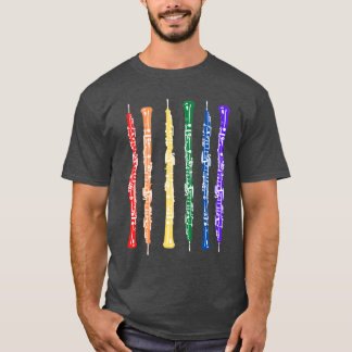 Farbiger Oboe-Oboist-Spieler Doppelreed T-Shirt