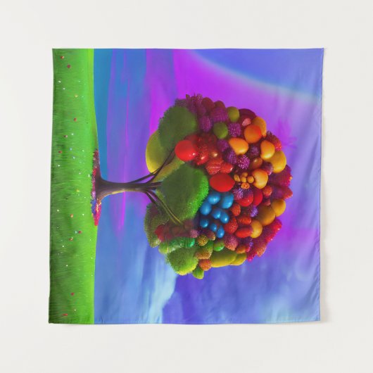 Farbiger Obstbaum Wandteppich (Vorderseite (Horizontal))