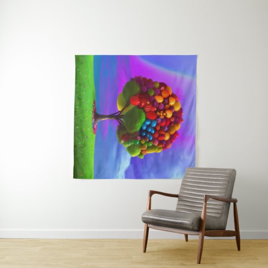 Farbiger Obstbaum Wandteppich (Beispiel (Horizontal))