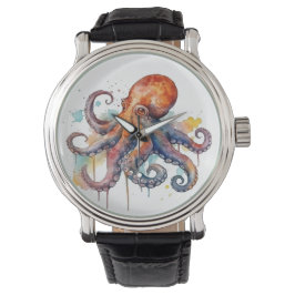 farbiger Oktopus in Aquarellfarbe Armbanduhr