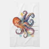 farbiger Oktopus in Aquarellfarbe Geschirrtuch (Vertikal)