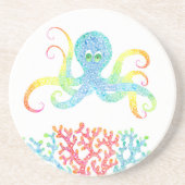 Farbiger Oktopus Sandstein Untersetzer (Vorne)