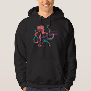 Farbiger Oktopus spielt Gitarre Hoodie