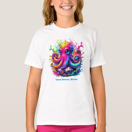 Farbiger Oktopus T-Shirt (Vorderseite)