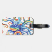 Farbiger Oktopus Wasserfarben Kunst, Dichtung und Gepäckanhänger (Rückseite horizontal)