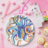 Farbiger Oktopus Wasserfarben Kunst, Dichtung und  Pappteller (Party)