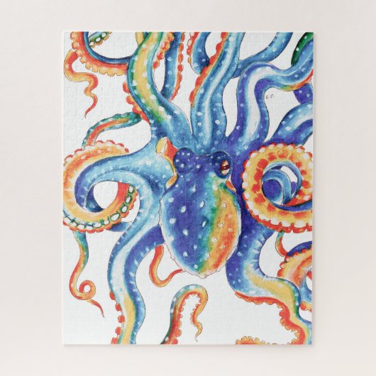 Farbiger Oktopus Wasserfarben Kunst, Dichtung und  Puzzle (Vertikal)