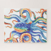 Farbiger Oktopus Wasserfarben Kunst, Dichtung und  Puzzle (Horizontal)