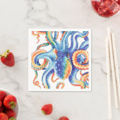 Farbiger Oktopus Wasserfarben Kunst, Dichtung und Serviette (Beispiel)