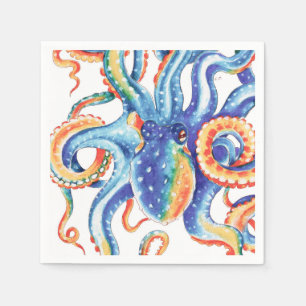 Farbiger Oktopus Wasserfarben Kunst, Dichtung und  Serviette