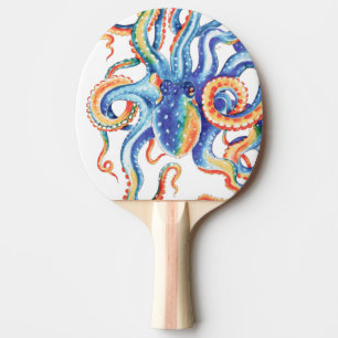 Farbiger Oktopus Wasserfarben Kunst, Dichtung und  Tischtennis Schläger