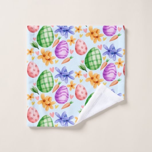 Farbiger Ostereier Badhandtuch Set (Waschlappen)