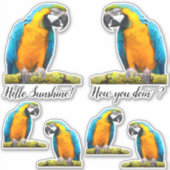 Farbiger Papagei auf Lichen Branch Custom Aufkleber (Vorderseite)