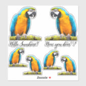 Farbiger Papagei auf Lichen Branch Custom Aufkleber (Blatt)