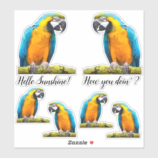 Farbiger Papagei auf Lichen Branch Custom Aufkleber (Blatt)