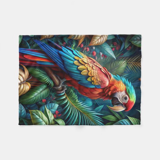 Farbiger Papagei Fleecedecke (Vorderseite (Horizontal))