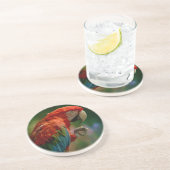 Farbiger Papagei Getränkeuntersetzer (Seite)