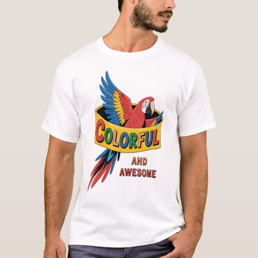Farbiger Papagei T-Shirt (Vorderseite)