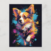 Farbiger Papillon Hund Postkarte (Vorderseite)