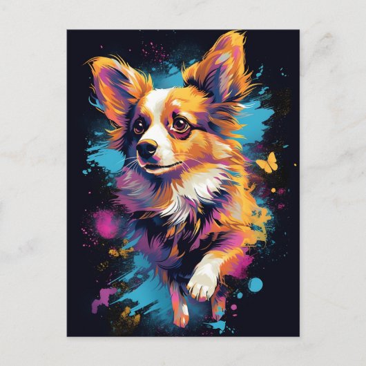 Farbiger Papillon Hund Postkarte (Vorderseite)