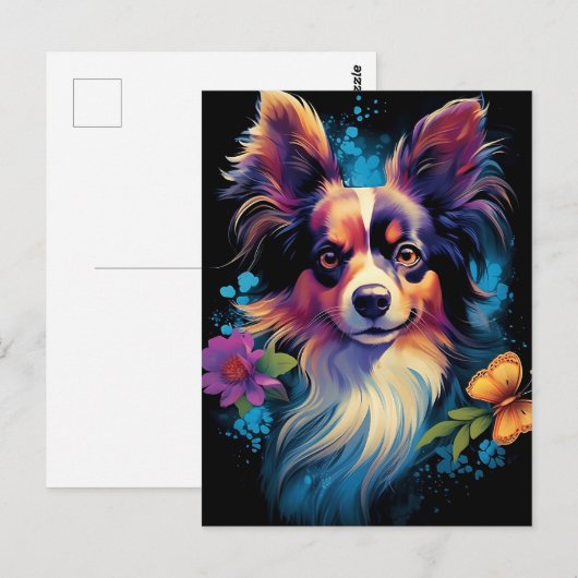 Farbiger Papillon Hund Postkarte (Vorne/Hinten)