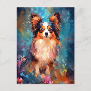 Farbiger Papillon Hund Postkarte