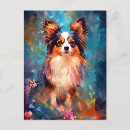 Farbiger Papillon Hund Postkarte (Vorderseite)