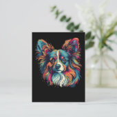 Farbiger Papillon Hund Postkarte (Stehend Vorderseite)