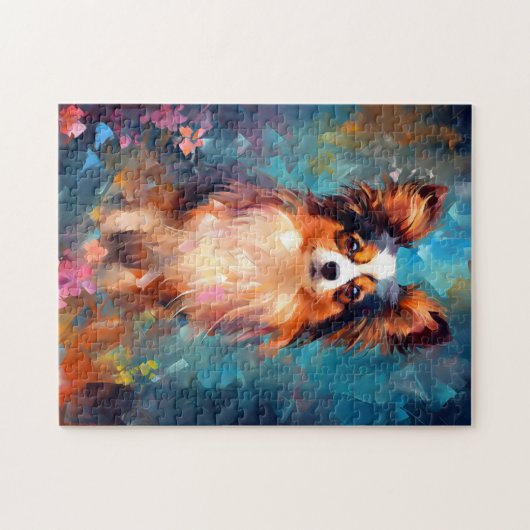 Farbiger Papillon Hund Puzzle (Horizontal)