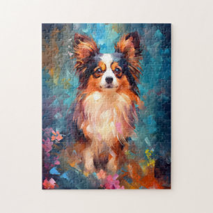 Farbiger Papillon Hund Puzzle